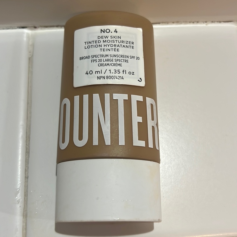 Number 4 tinted moisturizer from beauty counter. Too dark for my skin..